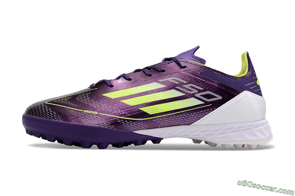 Adidas F50 Pro TF Artificial Turf Soccer Shoes - Purple/Cloud White/Lucid Lemon 2