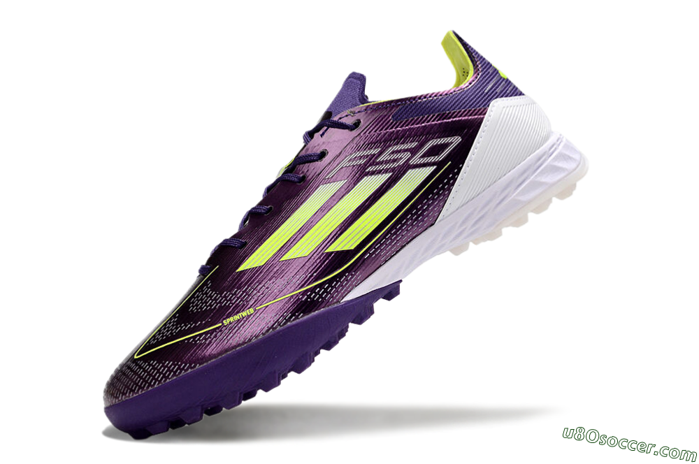 Adidas F50 Pro TF Artificial Turf Soccer Shoes - Purple/Cloud White/Lucid Lemon 5