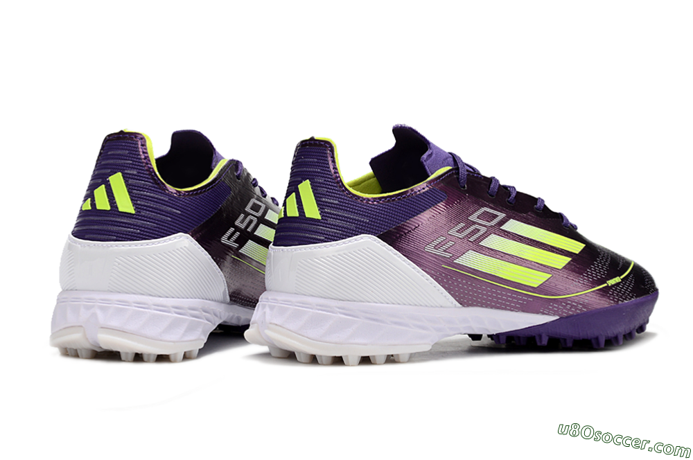 Adidas F50 Pro TF Artificial Turf Soccer Shoes - Purple/Cloud White/Lucid Lemon 6