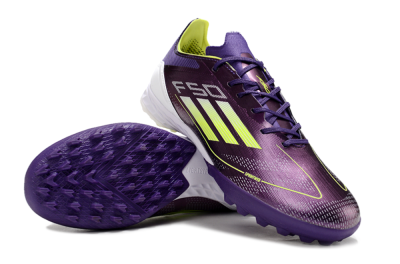Adidas F50 Pro TF Artificial Turf Soccer Shoes - Purple/Cloud White/Lucid Lemon