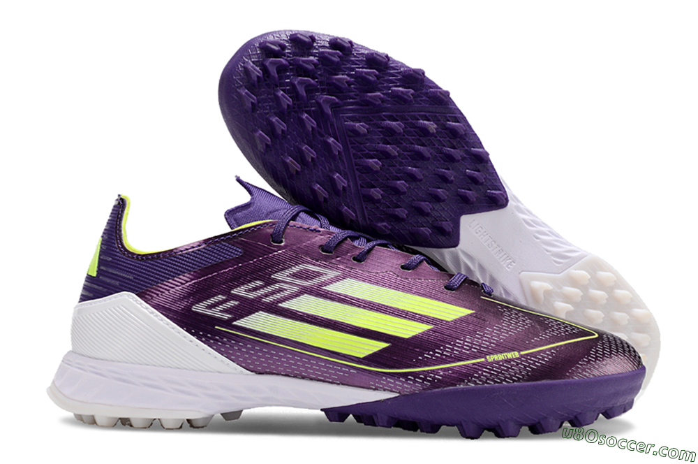 Adidas F50 Pro TF Artificial Turf Soccer Shoes - Purple/Cloud White/Lucid Lemon 1