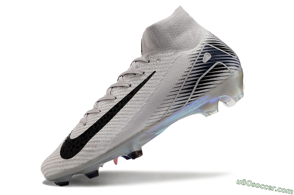 Nike Air Zoom Mercurial Superfly 10 Elite FG Firm Ground Soccer Cleats - Grey/Black/Gold 5