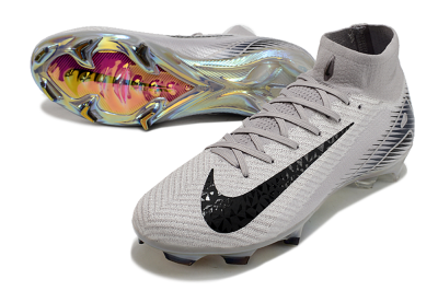 Nike Air Zoom Mercurial Superfly 10 Elite FG Firm Ground Soccer Cleats - Grey/Black/Gold