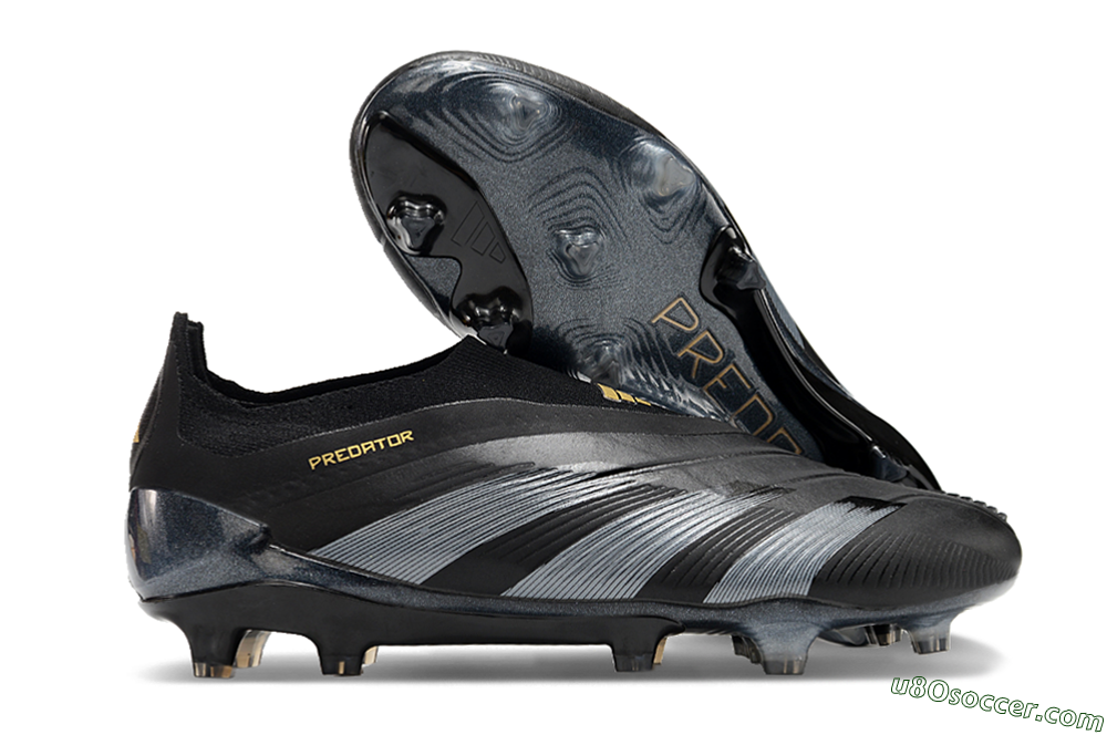 Adidas Predator Elite Laceless FG Firm Ground Soccer Cleats - Black/Silver/Gold 1