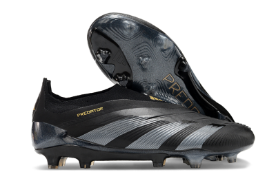 Adidas Predator Elite Laceless FG Firm Ground Soccer Cleats - Black/Silver/Gold