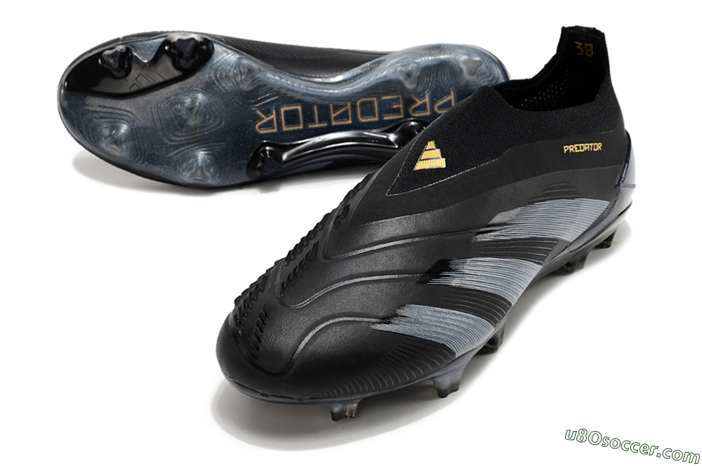 Adidas Predator Elite Laceless FG Firm Ground Soccer Cleats - Black/Silver/Gold 3