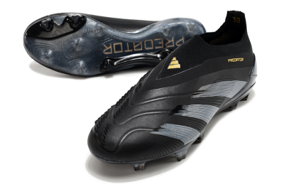 Adidas Predator Elite Laceless FG Firm Ground Soccer Cleats - Black/Silver/Gold