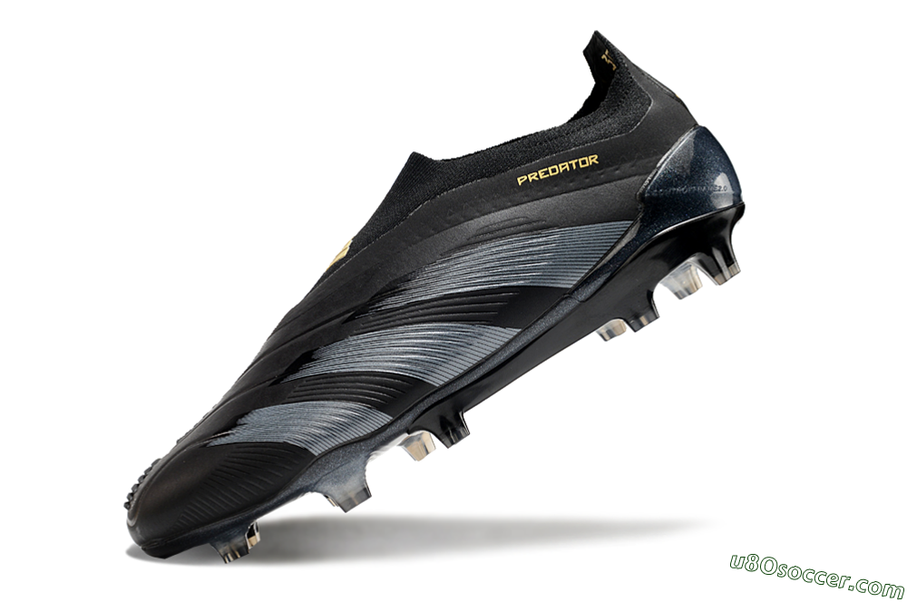 Adidas Predator Elite Laceless FG Firm Ground Soccer Cleats - Black/Silver/Gold 5