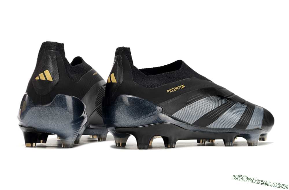 Adidas Predator Elite Laceless FG Firm Ground Soccer Cleats - Black/Silver/Gold 6