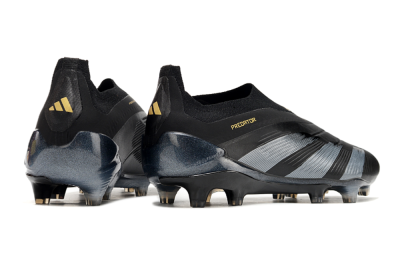 Adidas Predator Elite Laceless FG Firm Ground Soccer Cleats - Black/Silver/Gold
