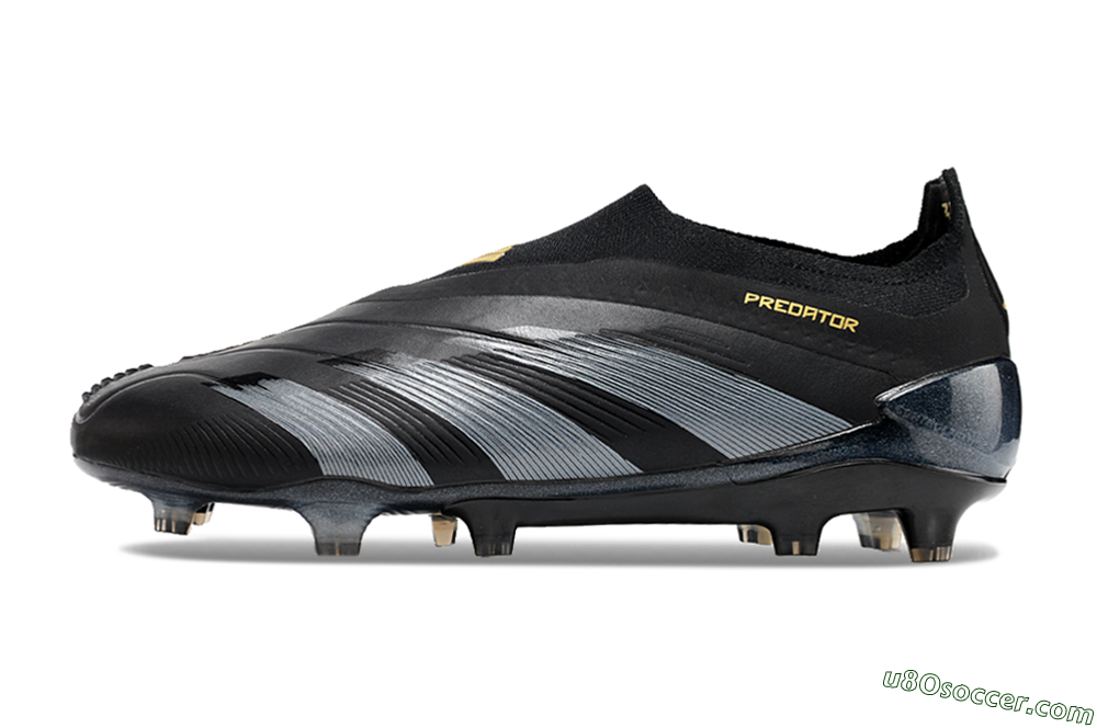 Adidas Predator Elite Laceless FG Firm Ground Soccer Cleats - Black/Silver/Gold 2