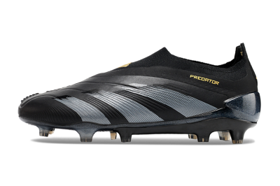 Adidas Predator Elite Laceless FG Firm Ground Soccer Cleats - Black/Silver/Gold