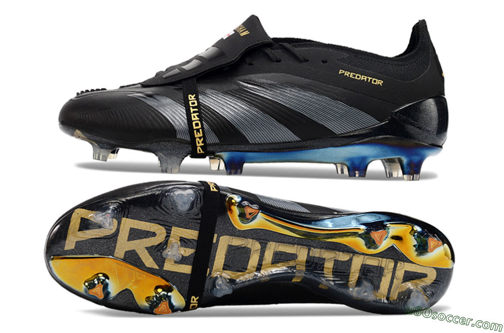 Adidas Predator Elite Foldover Tongue FG Firm Ground Soccer Cleats - Black/Silver/Gold 0