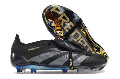 Adidas Predator Elite Foldover Tongue FG Firm Ground Soccer Cleats - Black/Silver/Gold
