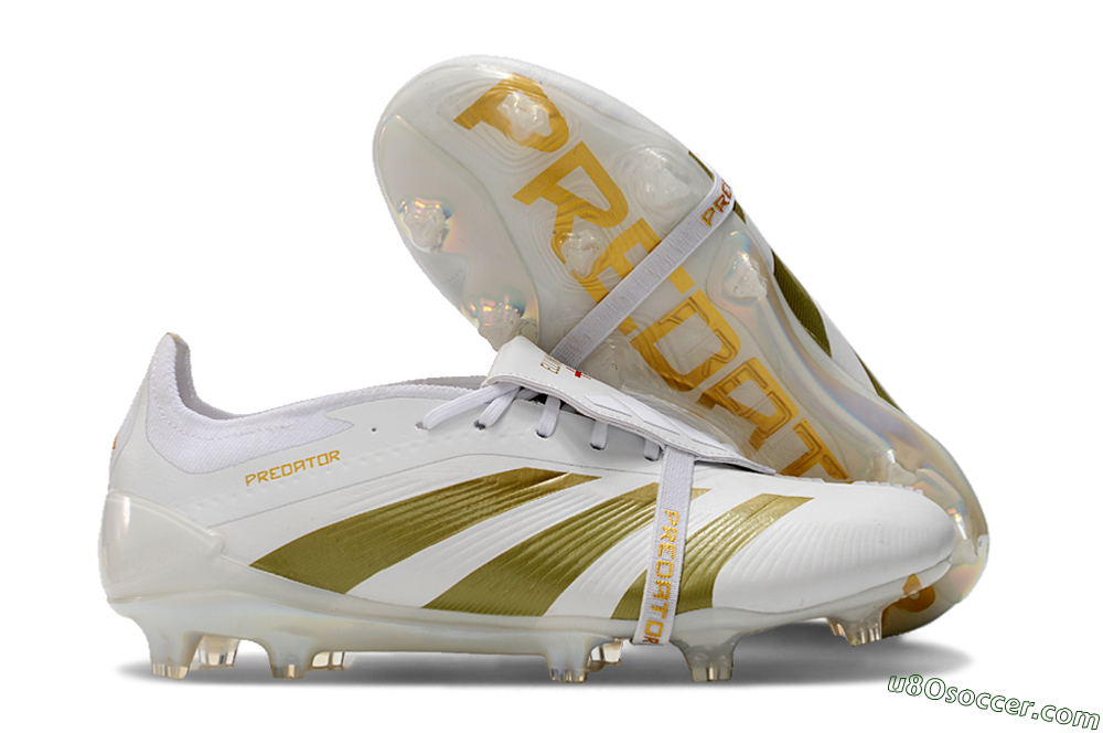 Adidas Predator Elite Foldover Tongue FG Firm Ground Soccer Cleats - Beige/Gold/White 1