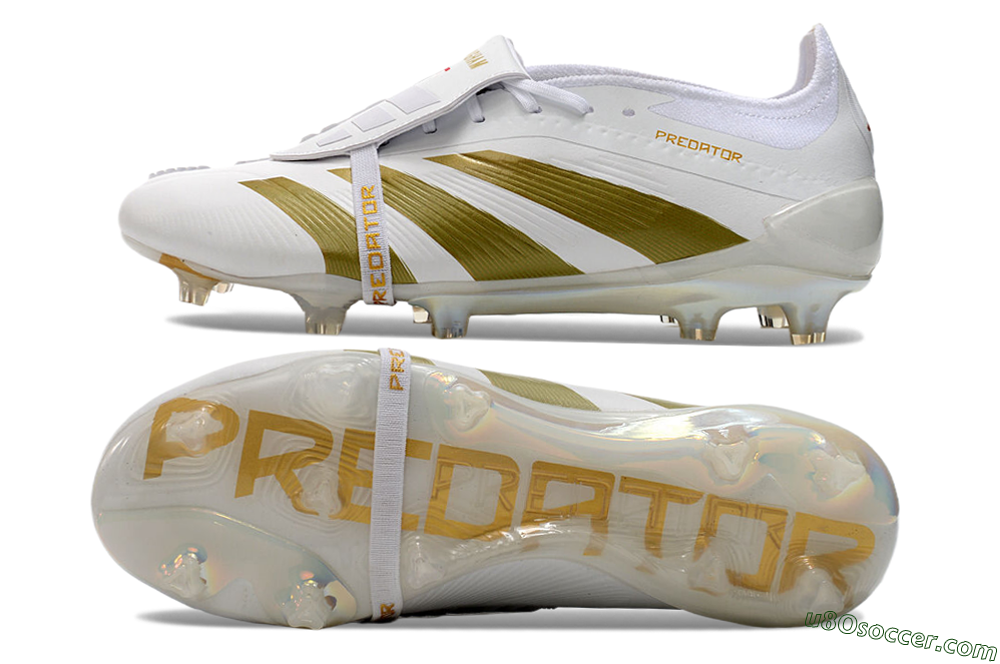 Adidas Predator Elite Foldover Tongue FG Firm Ground Soccer Cleats - Beige/Gold/White 0