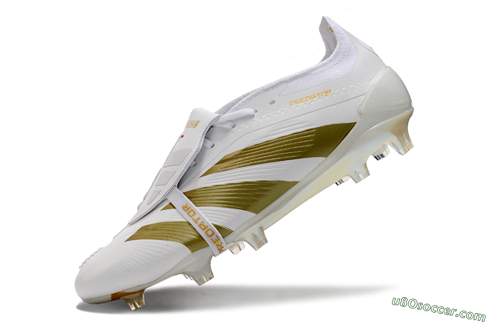Adidas Predator Elite Foldover Tongue FG Firm Ground Soccer Cleats - Beige/Gold/White 5