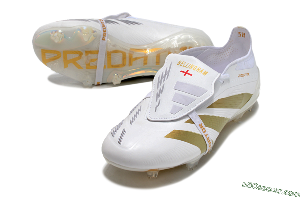 Adidas Predator Elite Foldover Tongue FG Firm Ground Soccer Cleats - Beige/Gold/White 3
