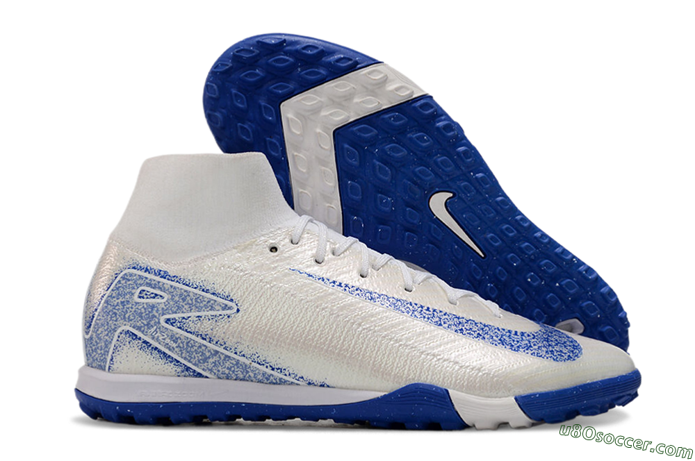 Nike Air Zoom Mercurial Superfly 10 Elite TF Artificial Turf Soccer Shoes - Beige/Blue 1