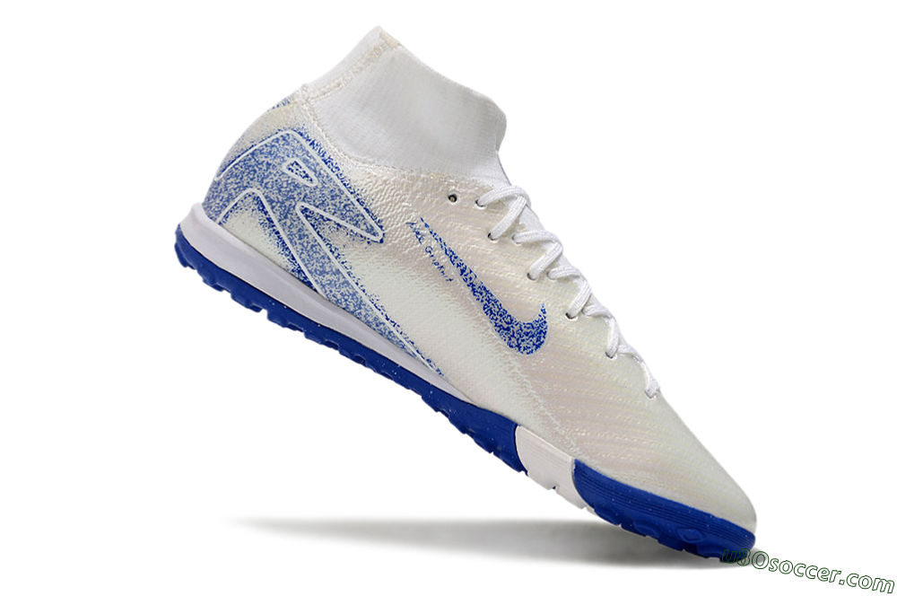 Nike Air Zoom Mercurial Superfly 10 Elite TF Artificial Turf Soccer Shoes - Beige/Blue 4