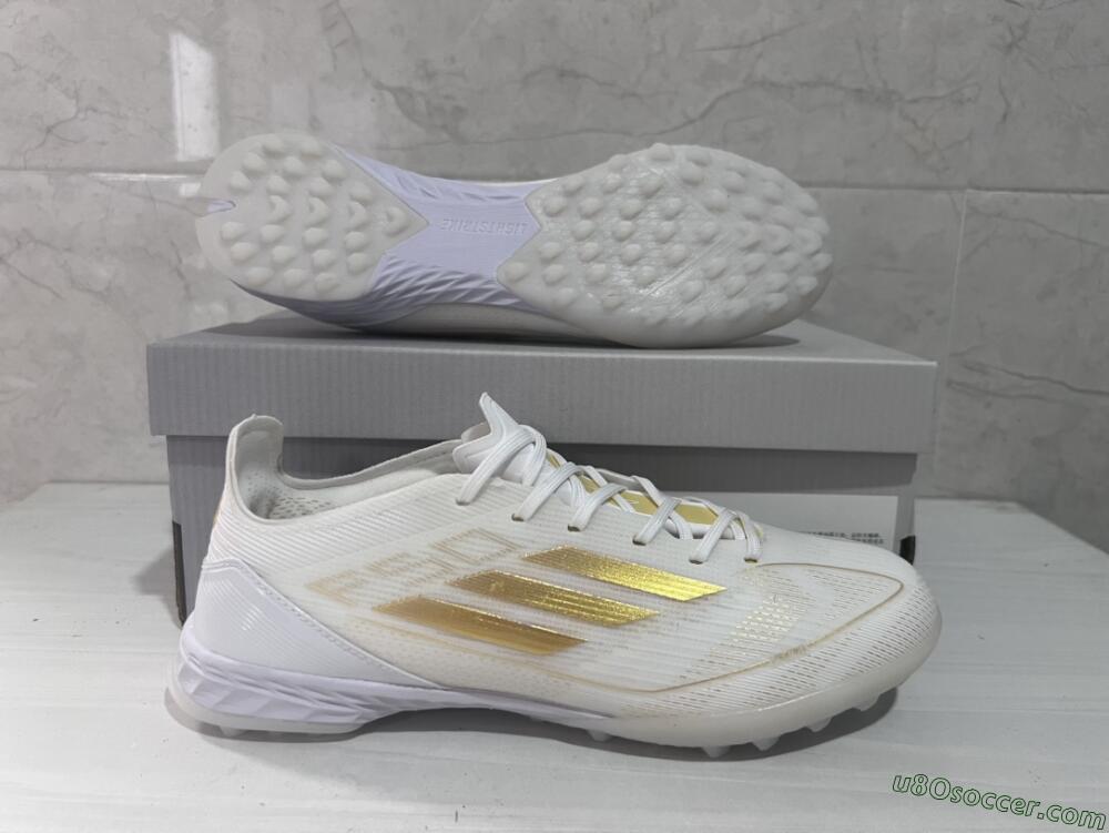 Adidas F50 Pro TF Artificial Turf Soccer Shoes - Beige/White/Gold