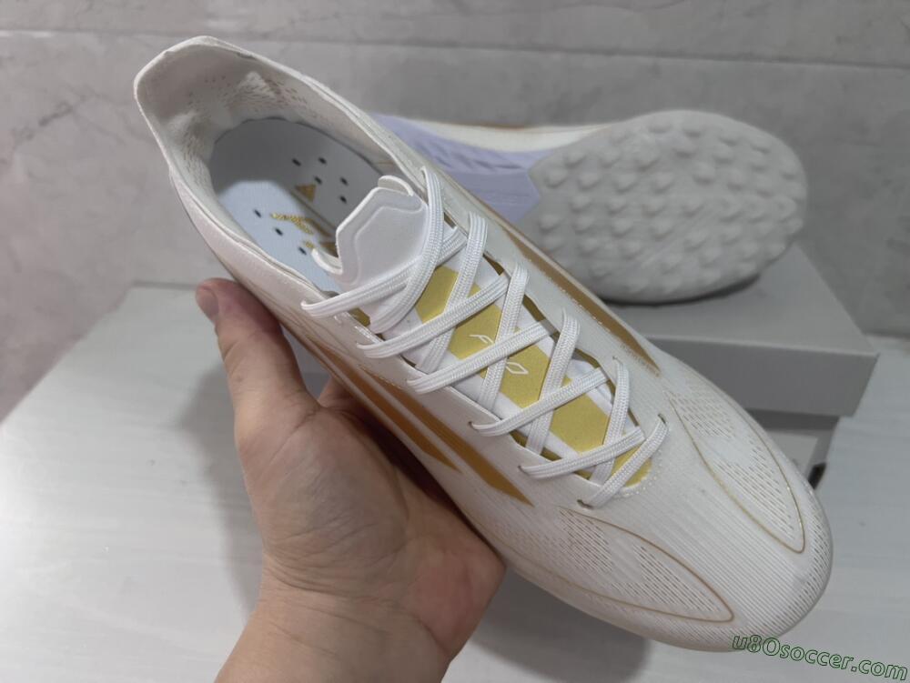 Adidas F50 Pro TF Artificial Turf Soccer Shoes - Beige/White/Gold