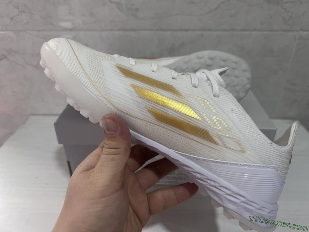 Adidas F50 Pro TF Artificial Turf Soccer Shoes - Beige/White/Gold