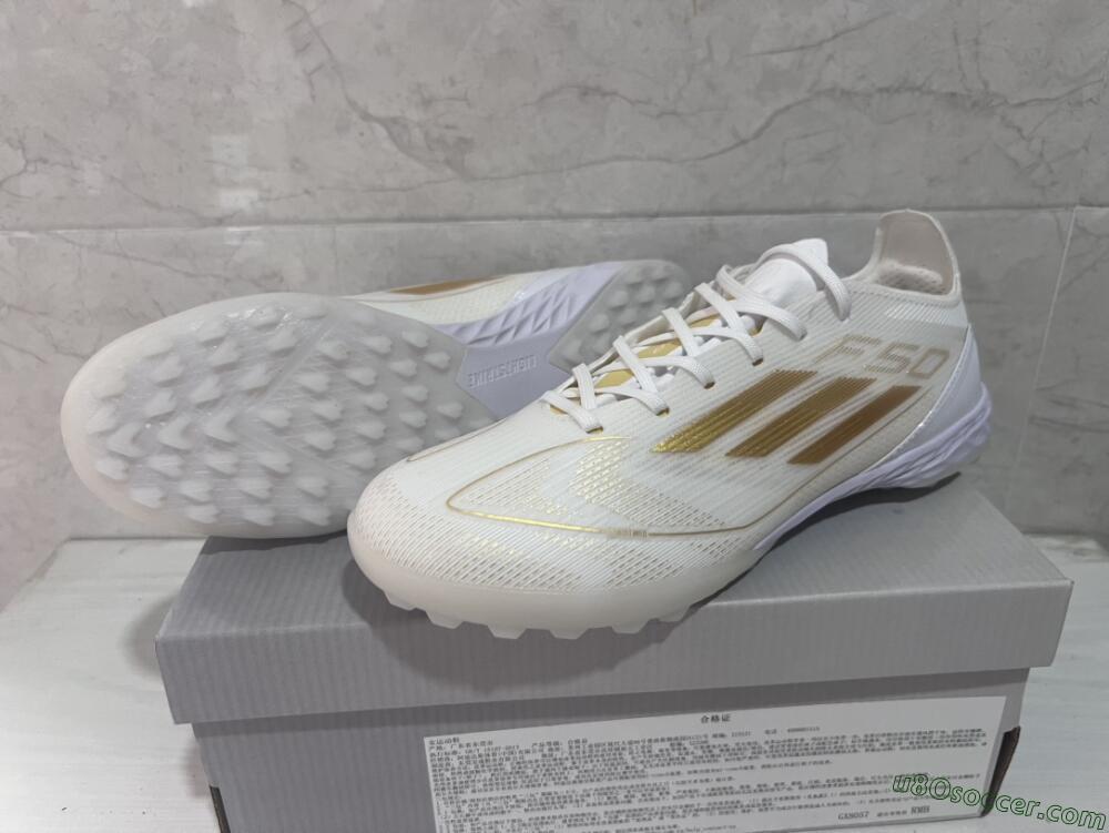 Adidas F50 Pro TF Artificial Turf Soccer Shoes - Beige/White/Gold