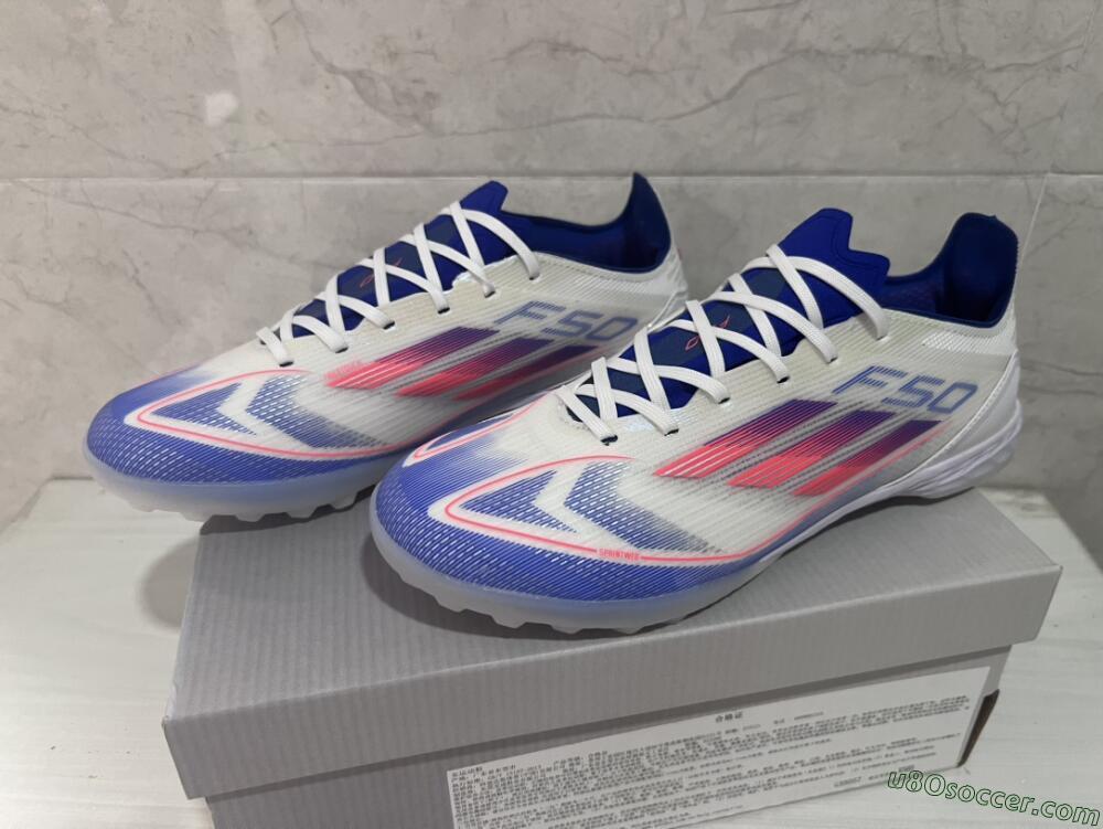 Adidas F50 Pro TF Artificial Turf Soccer Shoes - Blue/Red/Beige