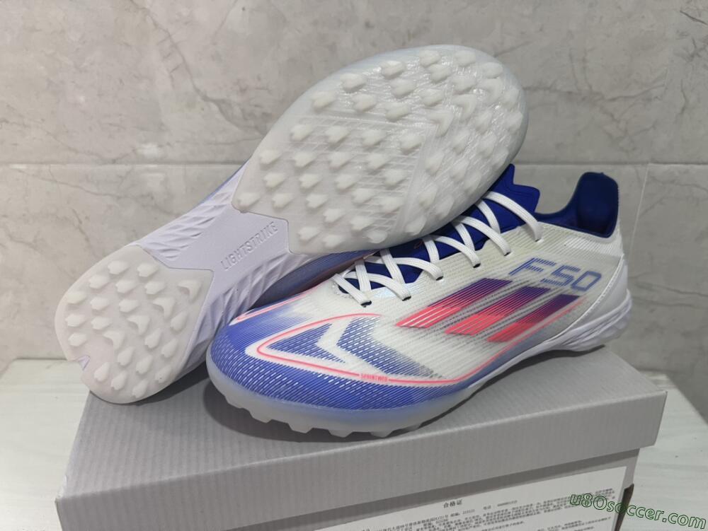 Adidas F50 Pro TF Artificial Turf Soccer Shoes - Blue/Red/Beige