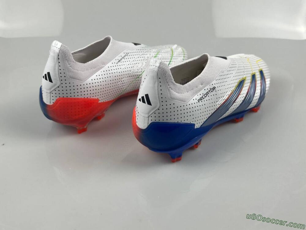 Adidas Predator Accuracy+ Laceless 24 Euphoria FG Firm Ground Soccer Cleats - White/Silver/Blue