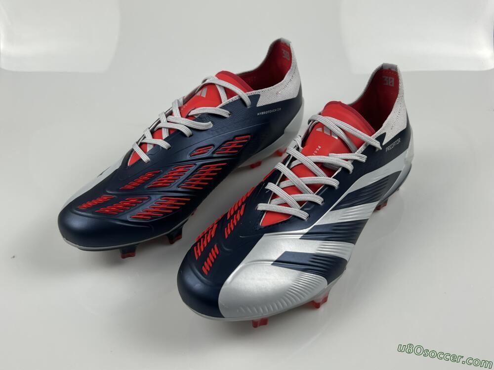 Adidas Predator Accuracy Elite FG Firm Ground Soccer Cleats - Silver/Blue/Red