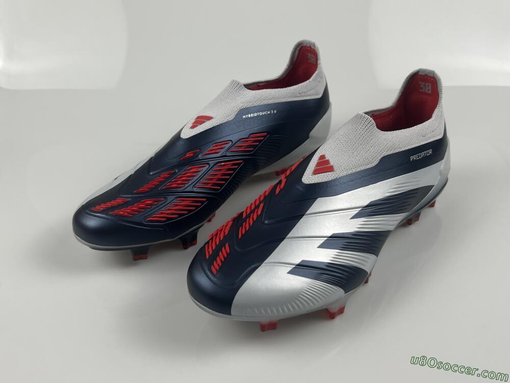 Adidas Predator Accuracy+ Laceless FG Firm Ground Soccer Cleats - Silver/Blue/Red