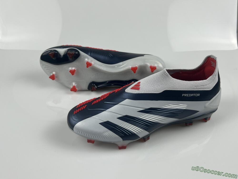 Adidas Predator Accuracy+ Laceless FG Firm Ground Soccer Cleats - Silver/Blue/Red