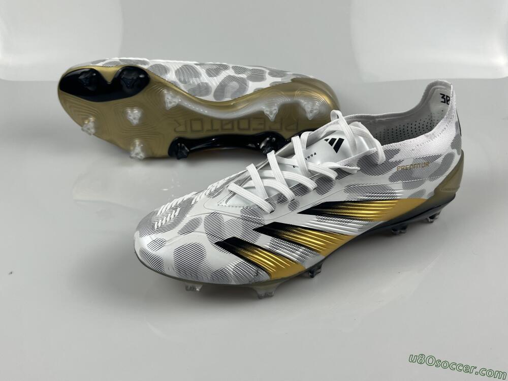 Adidas Predator Elite FG Firm Ground Soccer Cleats - White/Grey/Gold