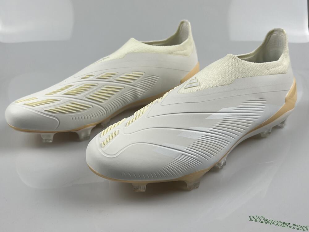 Adidas Predator Accuracy+ Laceless FG Firm Ground Soccer Cleats - White/Beige