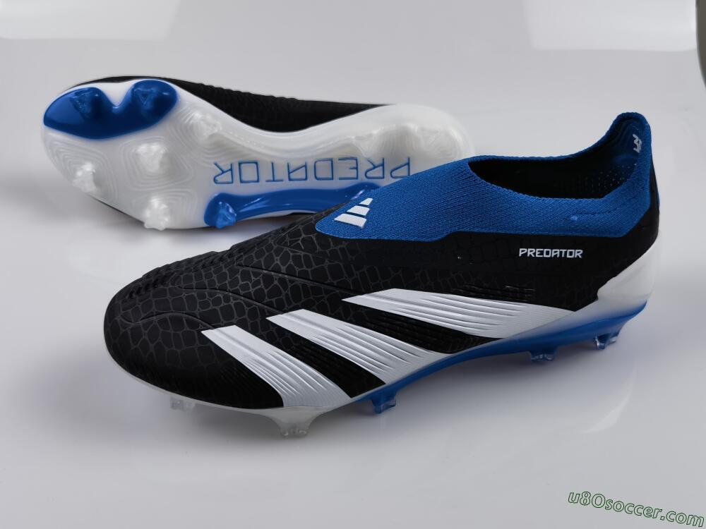 Adidas Predator Accuracy+ Laceless FG Firm Ground Soccer Cleats - Black/White/Blue