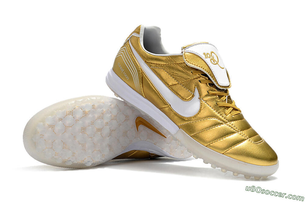 Nike Tiempo Legend 7 Elite R10 TF Artificial Turf Soccer Shoes - Gold/White 4