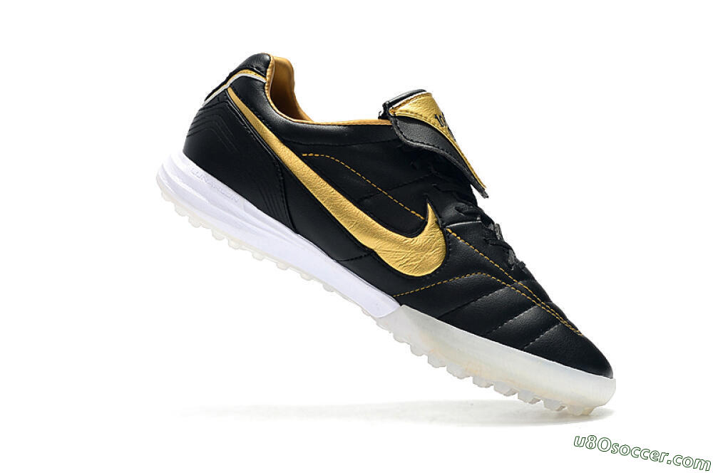 Nike Tiempo Legend 7 Elite R10 TF Artificial Turf Soccer Shoes - Black/Gold/White 7