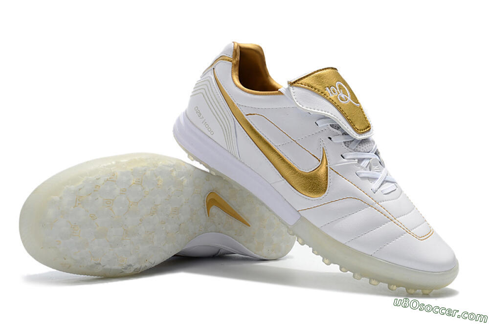Nike Tiempo Legend 7 Elite R10 TF Artificial Turf Soccer Shoes - White/Gold 4