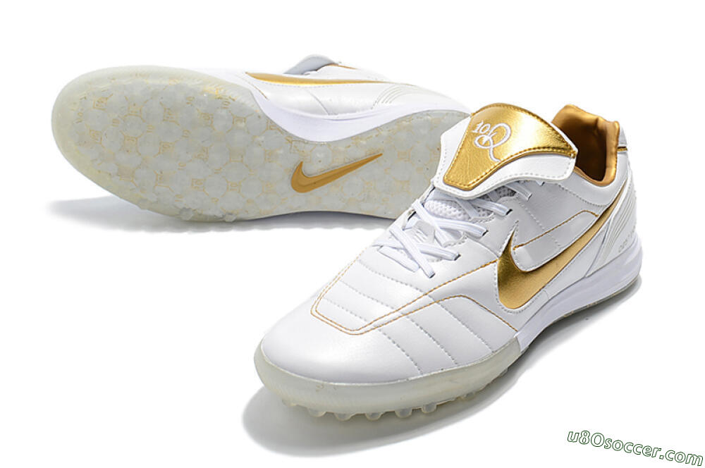 Nike Tiempo Legend 7 Elite R10 TF Artificial Turf Soccer Shoes - White/Gold 3