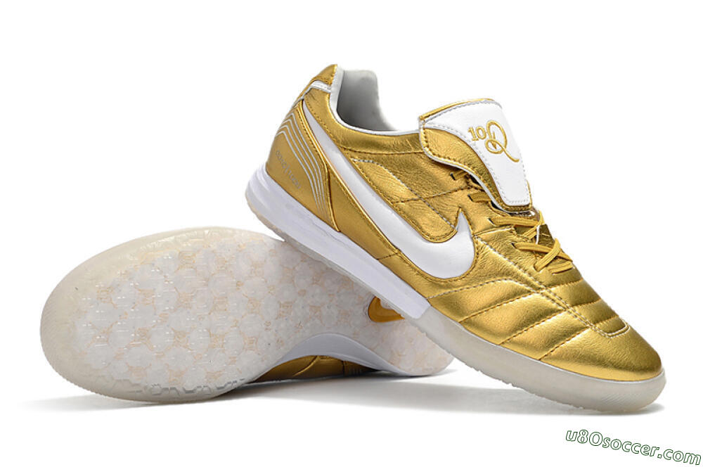 Nike Tiempo Legend 7 Elite R10 IC Indoor & Futsal Soccer Shoes - Gold/White 4