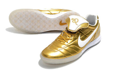 Nike Tiempo Legend 7 Elite R10 IC Indoor & Futsal Soccer Shoes - Gold/White