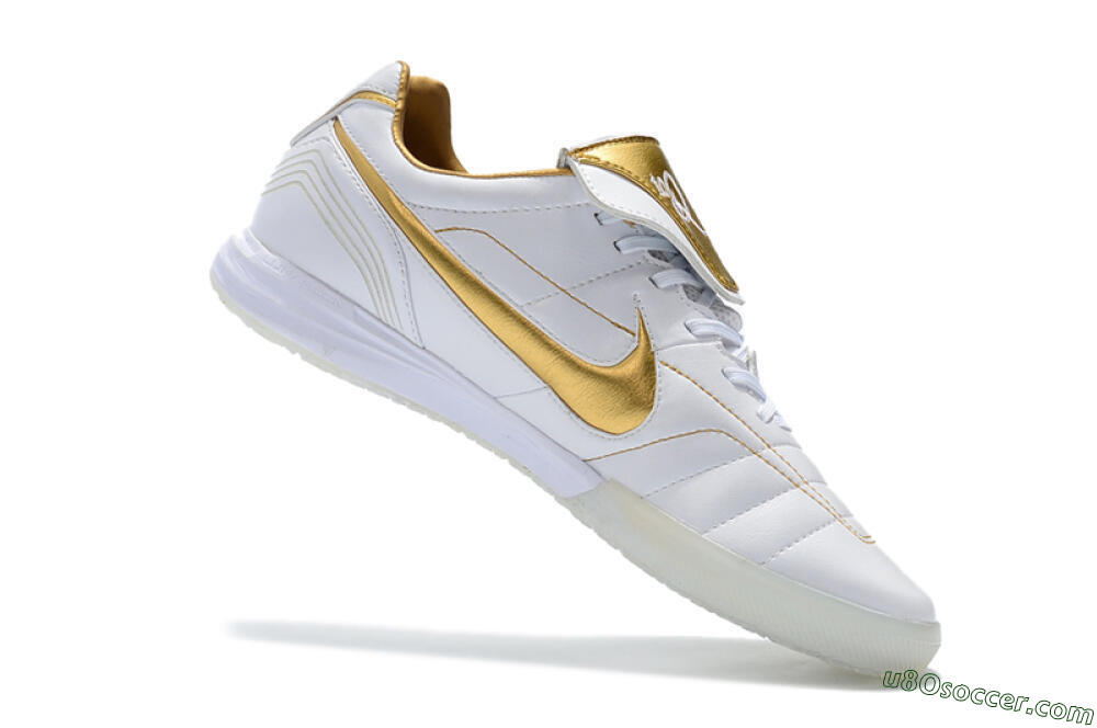 Nike Tiempo Legend 7 Elite R10 IC Indoor & Futsal Soccer Shoes - White/Gold 7