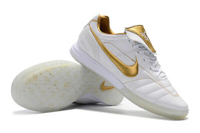 Nike Tiempo Legend 7 Elite R10 IC Indoor & Futsal Soccer Shoes - White/Gold