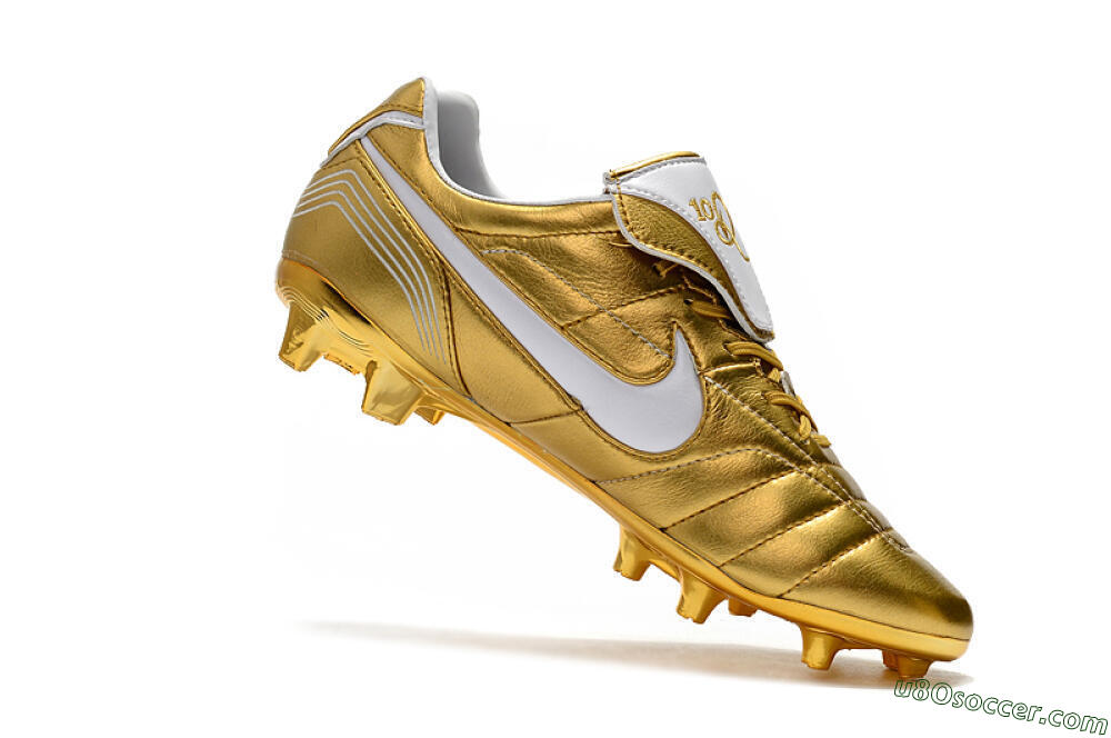Nike Tiempo Legend 7 Elite R10 FG Firm Ground Soccer Cleats - Gold/White 7