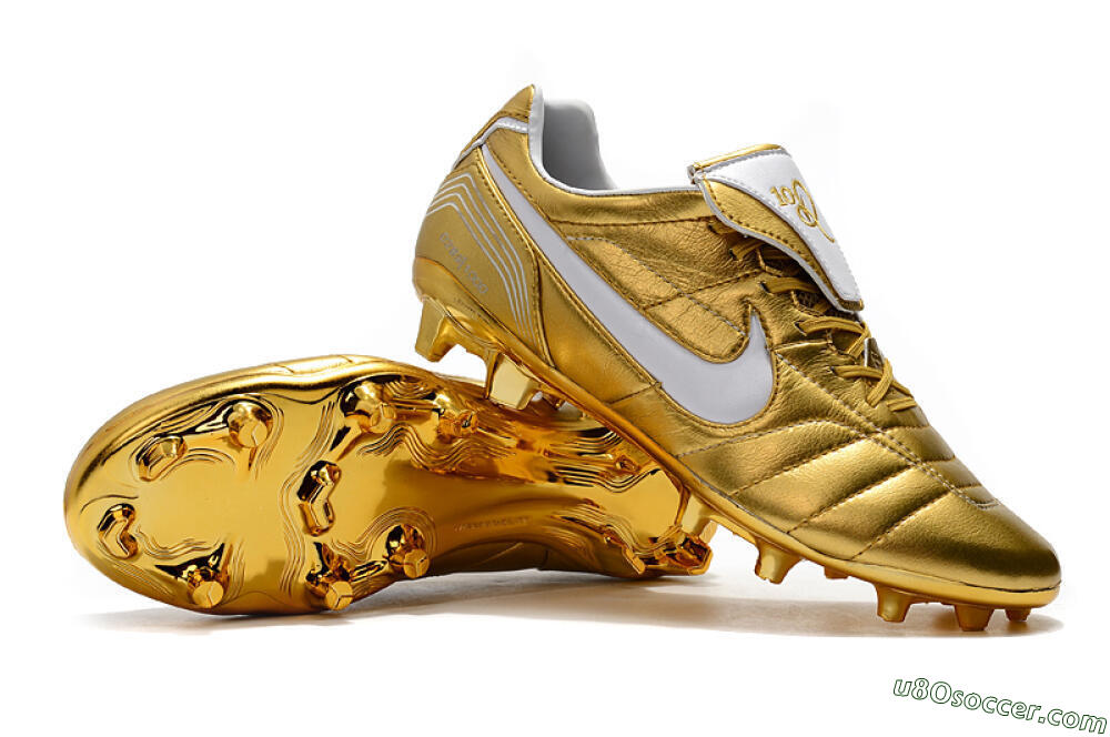 Nike Tiempo Legend 7 Elite R10 FG Firm Ground Soccer Cleats - Gold/White 4