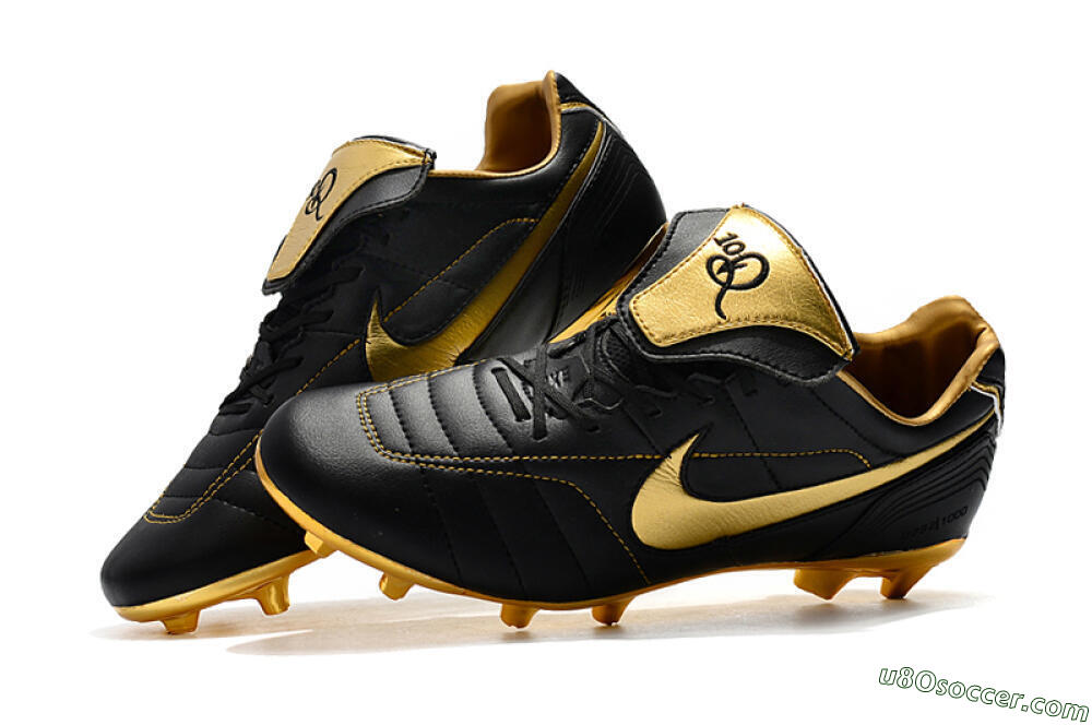 Nike Tiempo Legend 7 Elite R10 FG Firm Ground Soccer Cleats - Black/Gold 6