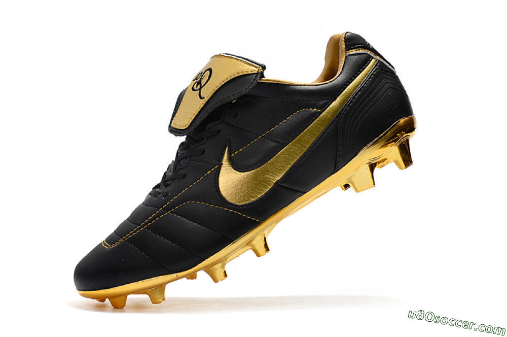Nike Tiempo Legend 7 Elite R10 FG Firm Ground Soccer Cleats - Black/Gold 8