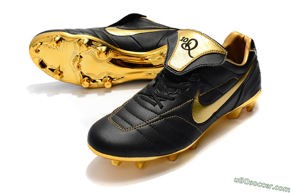 Nike Tiempo Legend 7 Elite R10 FG Firm Ground Soccer Cleats - Black/Gold 3